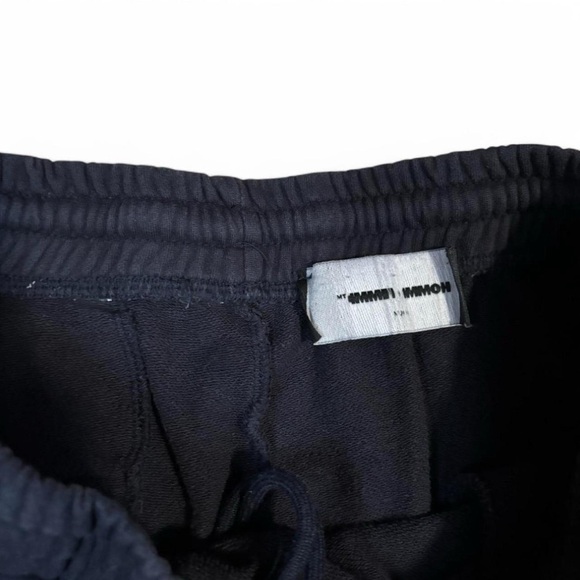 Homme Femme Sweat Shorts Size Medium Printed Logo Elastic Waist Pockets Navy - Picture 4 of 5